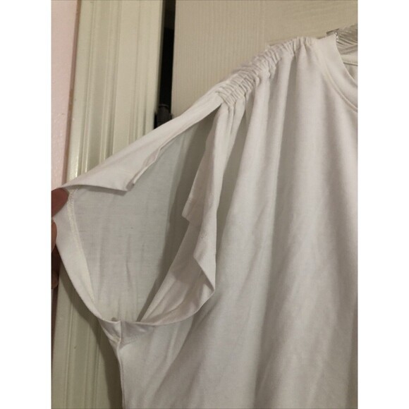 All Saints Womens Boxy White Top Ruched Shoulder Chic Short Sleeve Modern Sz 6 - Picture 5 of 8